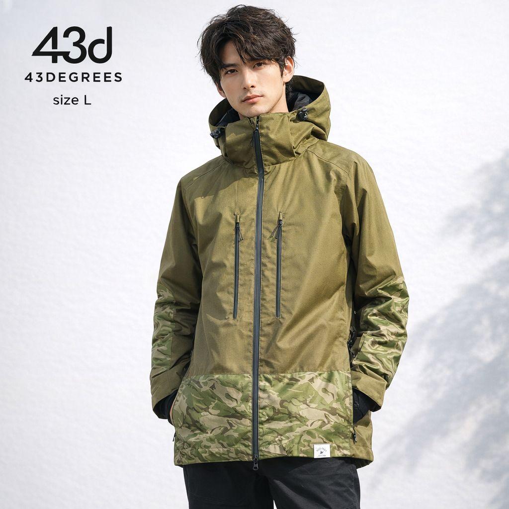 ✨️43d 43DEGREES スノーボードウェア ジャケット カモフラ L