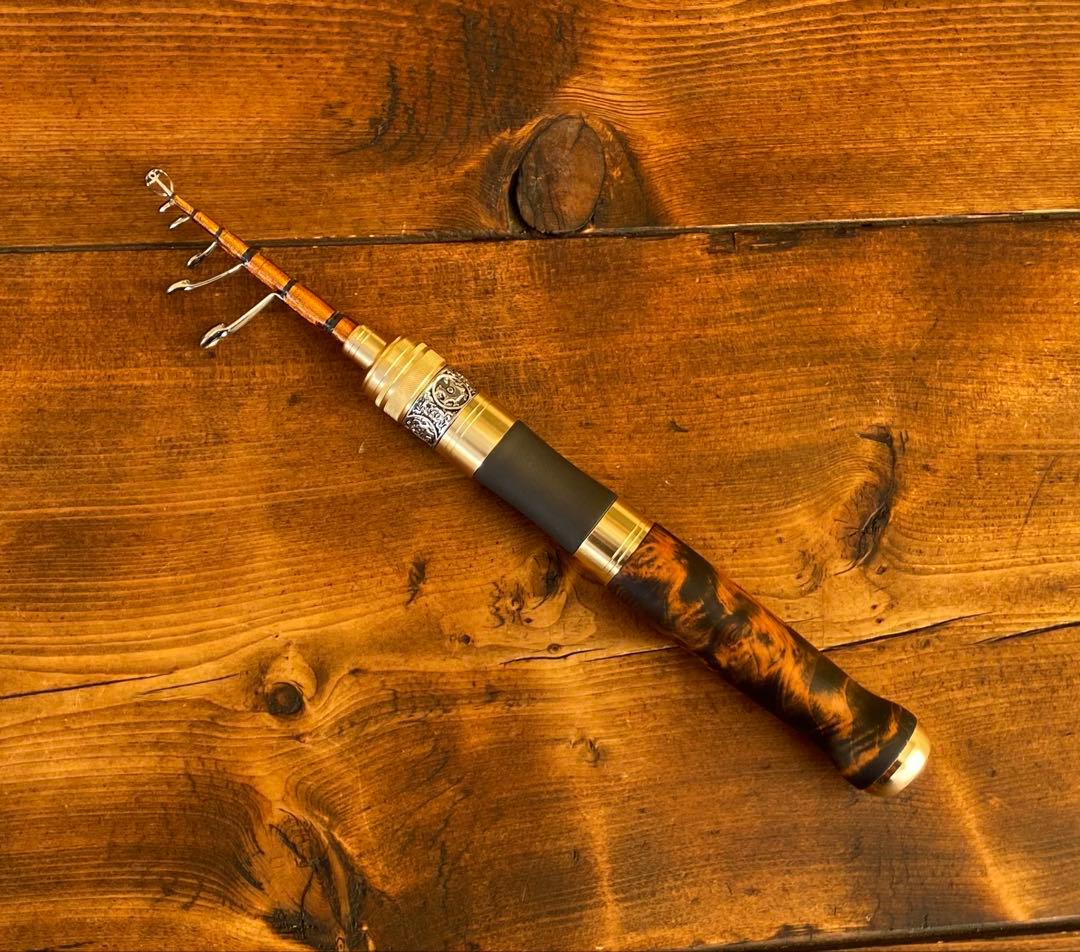 渓流釣りセット　トラウトロッド　スピニングリール　ウッドノブ　天然木グリップ