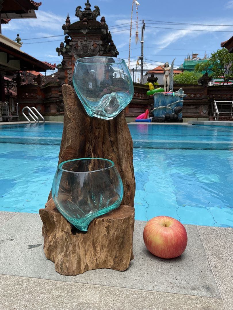 【新入荷】フィッシュボール(天然木ガラス水槽)Mサイズ2個口(穴空き)