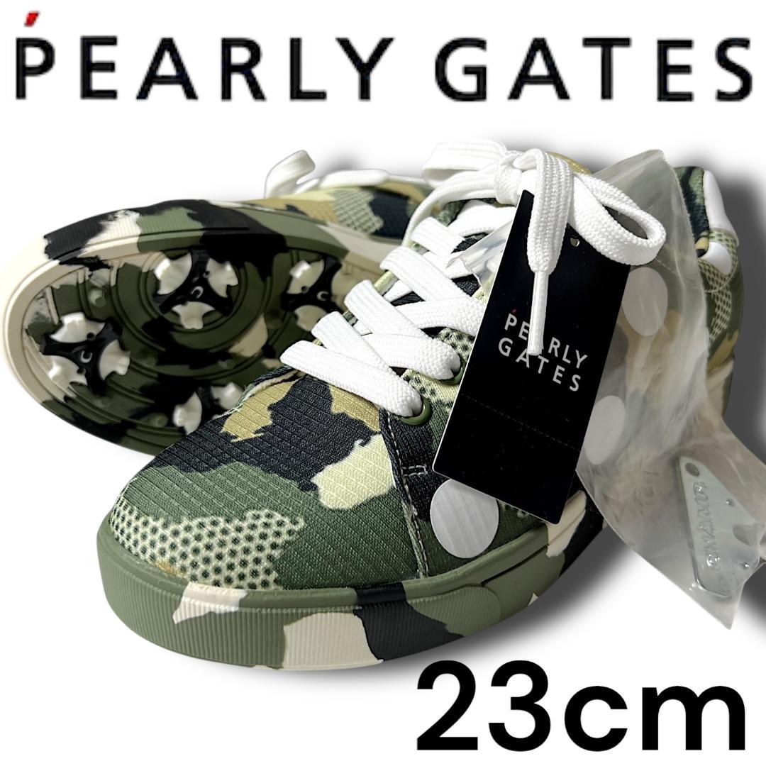 23cm パーリーゲイツ CAMO×ロゴ スパイク ゴルフシューズ
