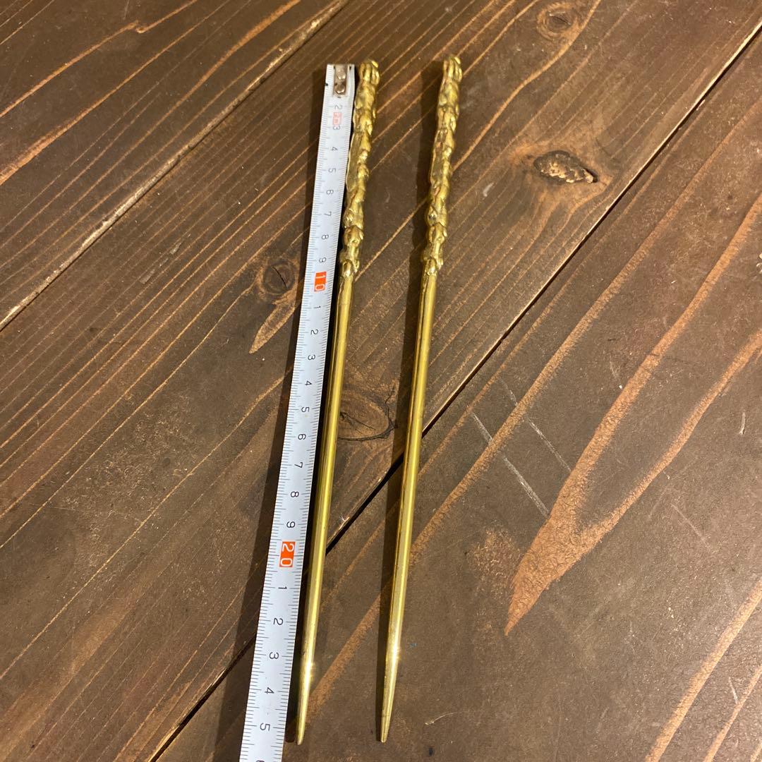 火箸　真鍮製？　昭和　レトロ　火鉢