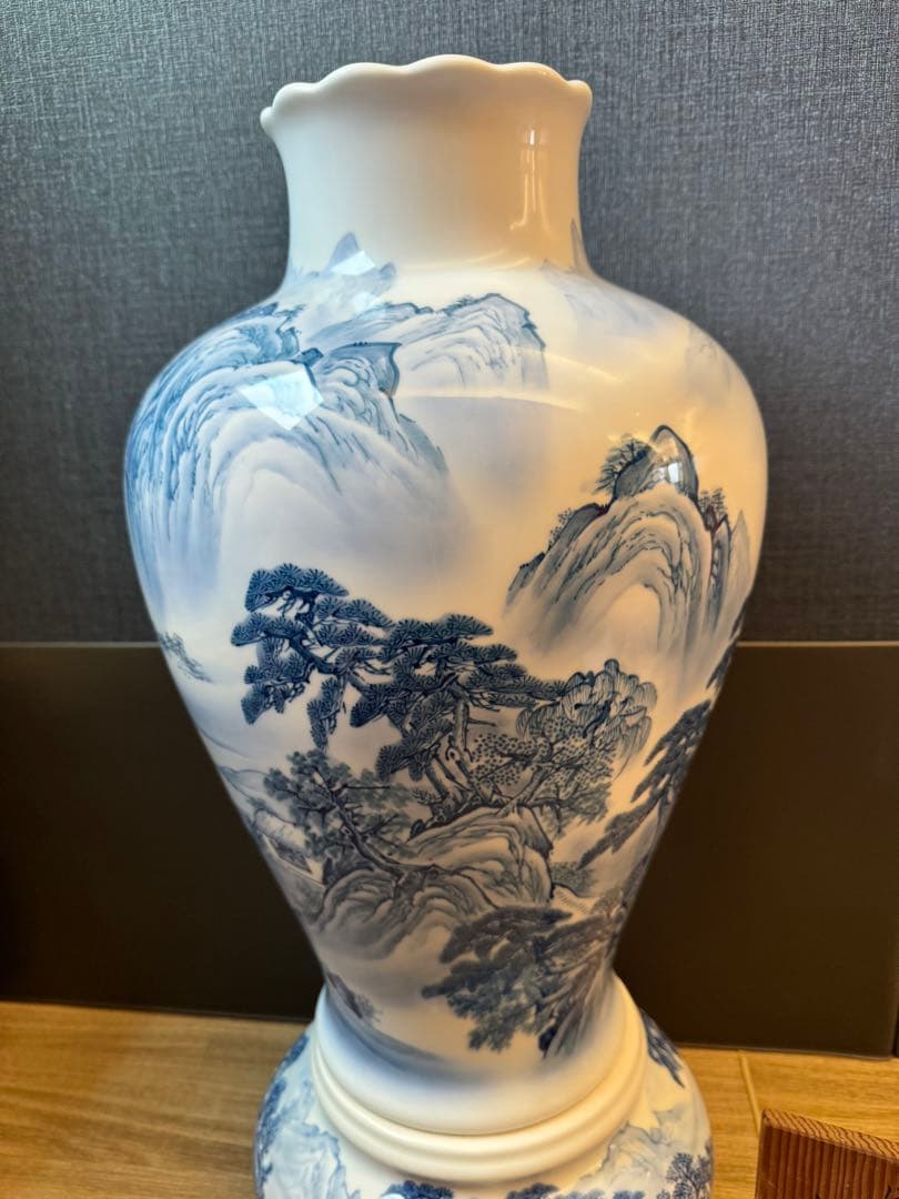 1511 有田焼　国右衞門　光雲作　染付山水　花瓶