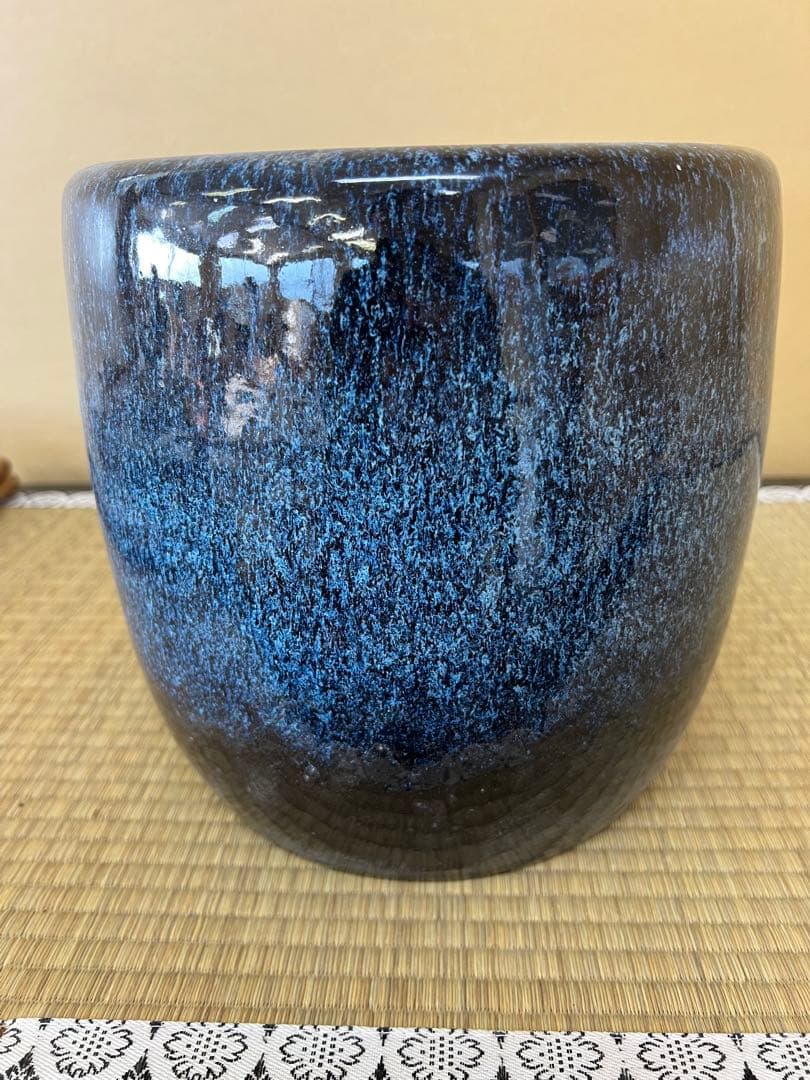 青色グラデーション 陶器 火鉢 なまこ
