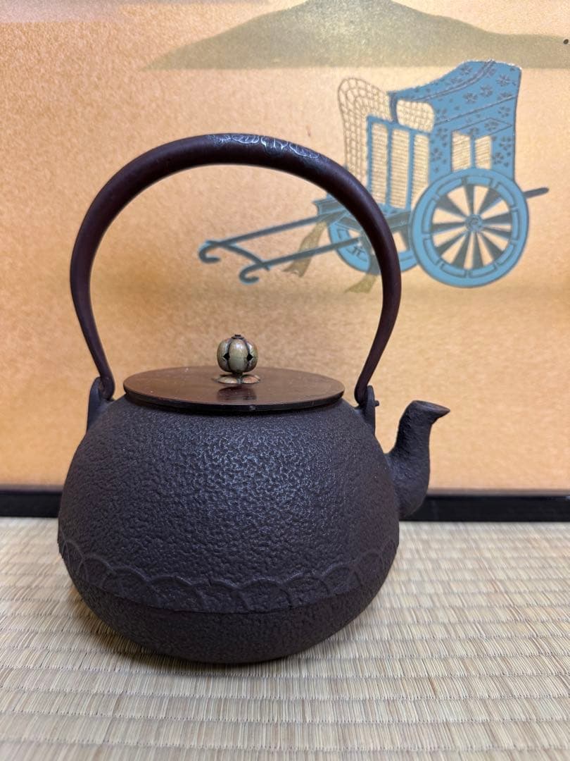 茶道具　龍文堂造 鉄瓶　時代物
