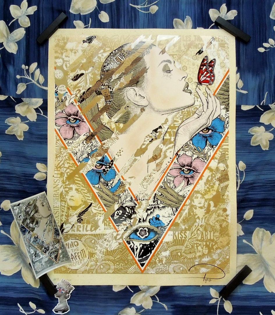 真作　prefab77　直筆サイン　ゴールド　kyne　村上隆　ロッカクアヤコ