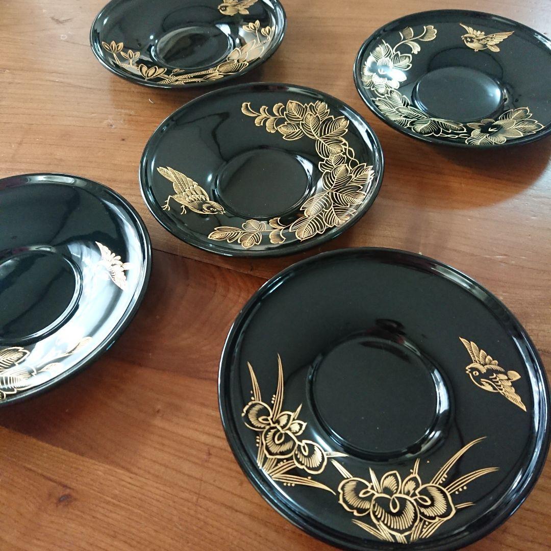 ちゅんちゅん雀 漆器 蒔絵 小皿 茶托 銘々皿　沈金 /骨董 古伊万里 輪島塗