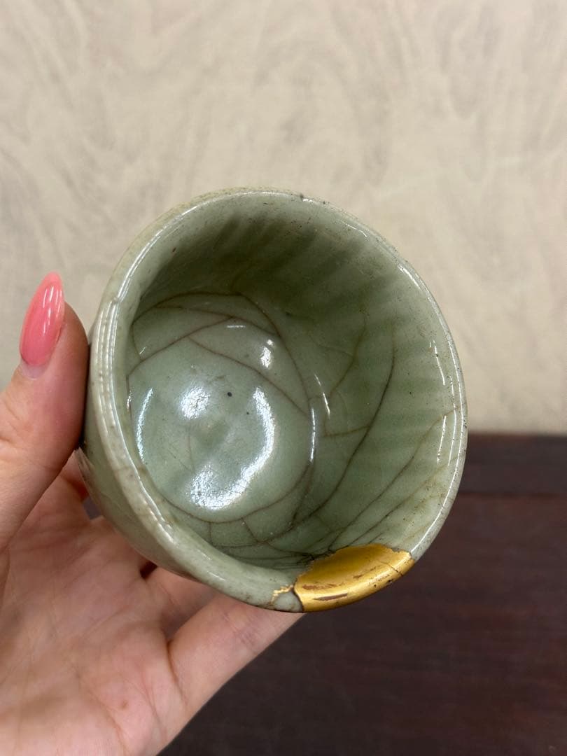 中國古美術 明龍泉 青磁 茶碗 盃 茶道具 煎茶道具