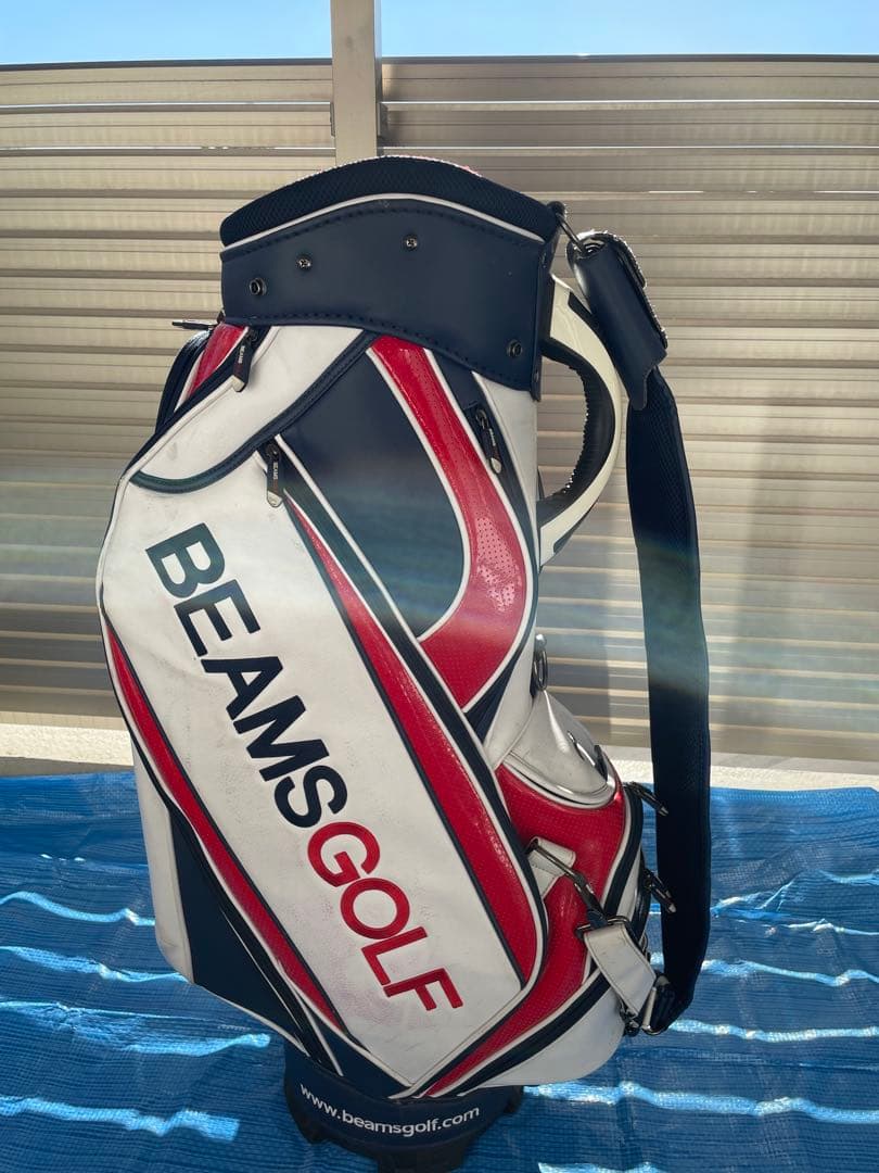 期間限定値下げ！BEAMS GOLF キャディバッグ ホワイト/レッド/ネイビー