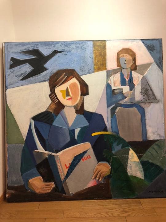 インテリア　絵画 油絵 題ー食堂ー f50