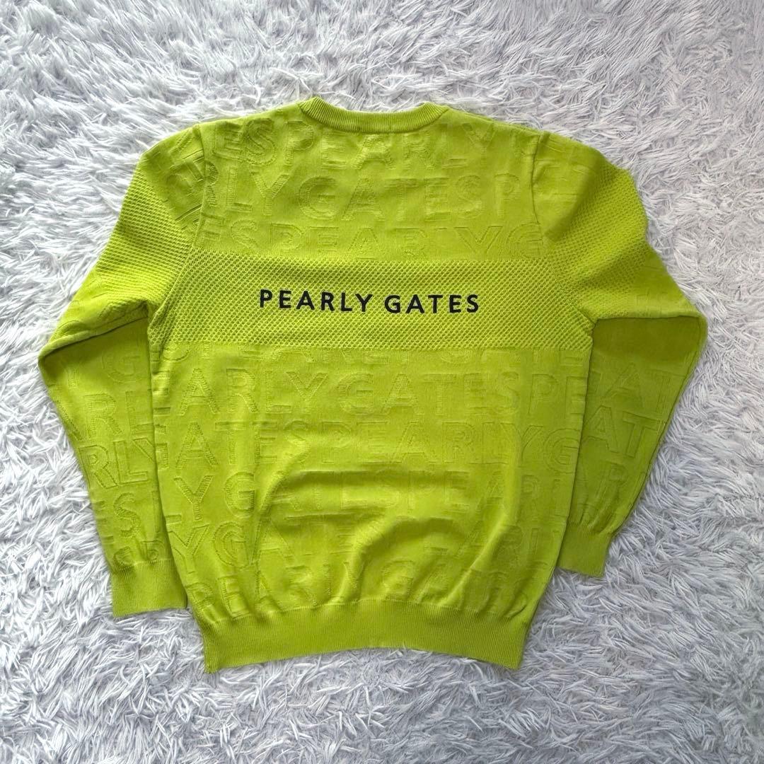 23年モデル パーリーゲイツ ニットセーター ライムグリーン 天竺 総柄 ゴルフ