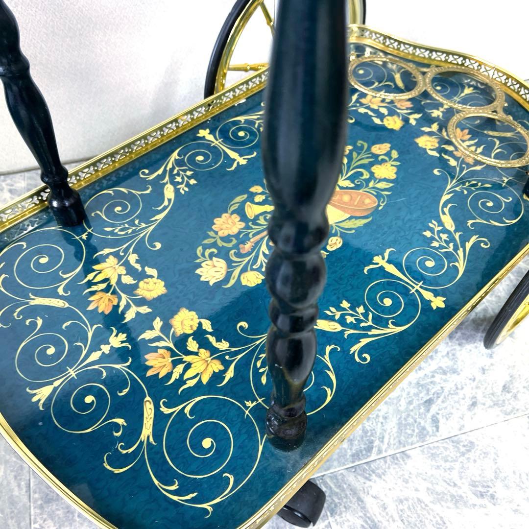 イタリア製 アンティーク キッチン 配膳 ワゴン キャスター付