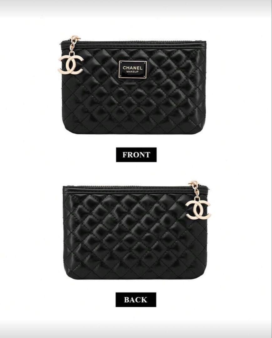 CHANEL ブラック 化粧ポーチ　ダイアモンドパターン