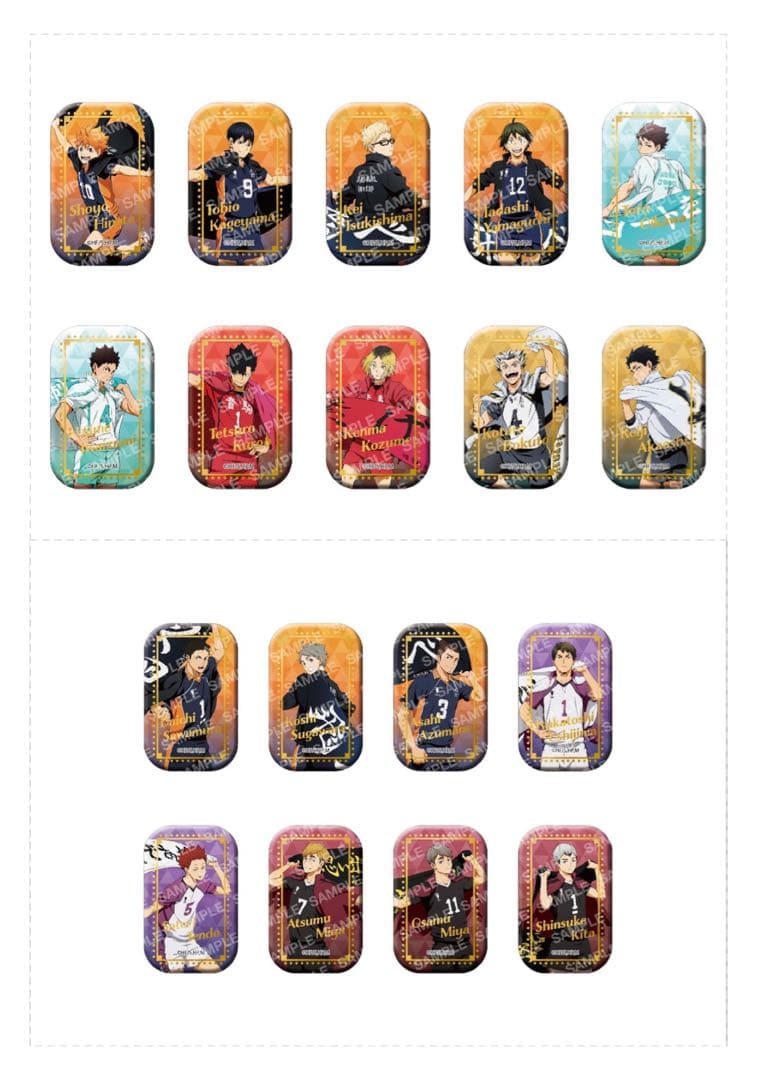 ハイキュー セブンネット限定 スクエア缶バッジ　第一弾 第二弾セット