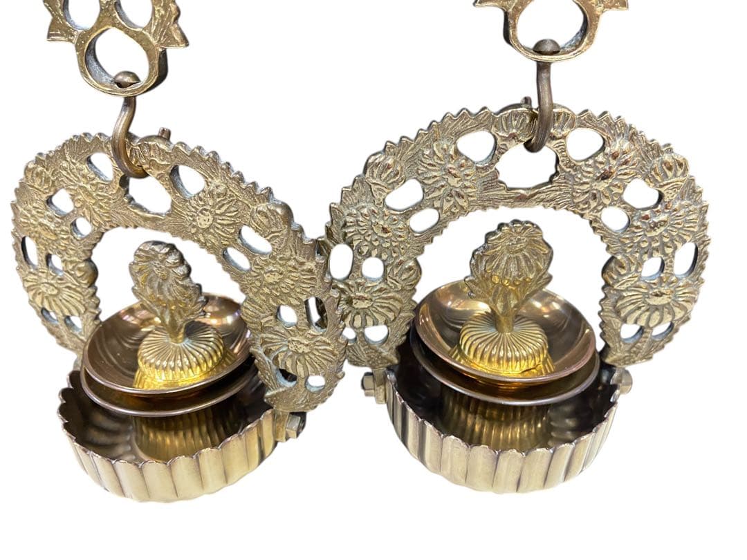 最高級本金メッキの菊リン灯　アンティーク