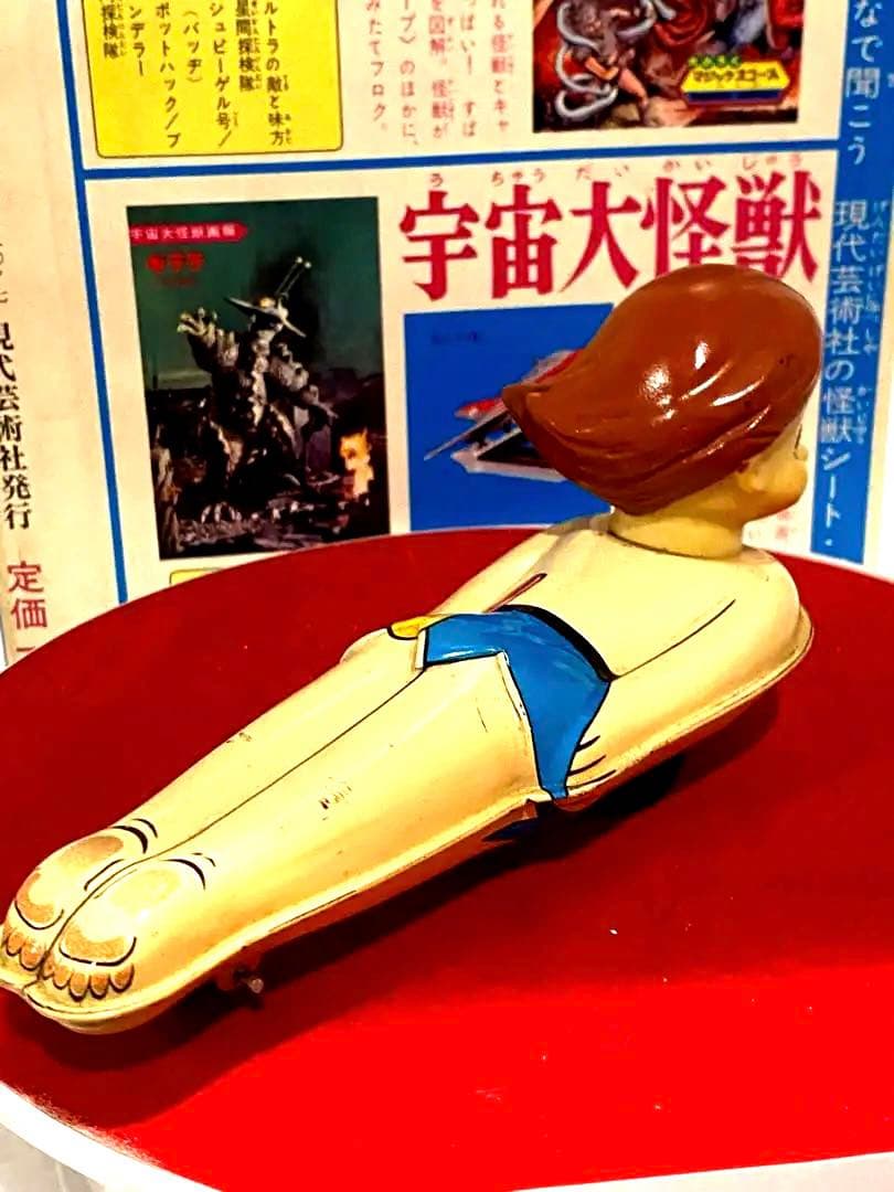 昭和のヒーロー達】可動品★1960年超レトロな狼少年ケン三輪車のブリキトイ