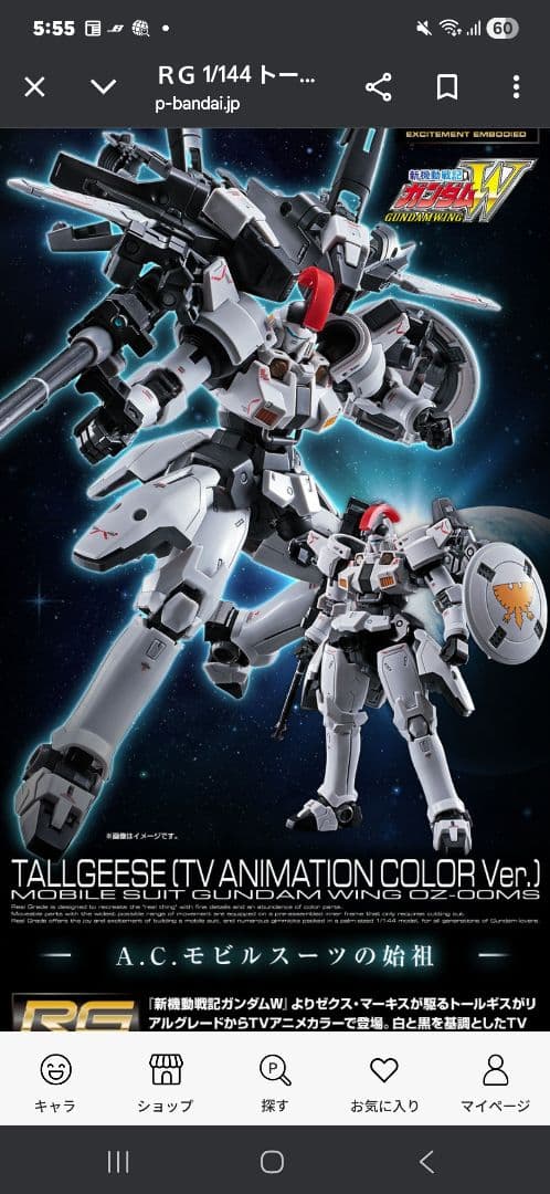 RG 1/144 TALLGEESE (TV COLOR Ver.)トールギス