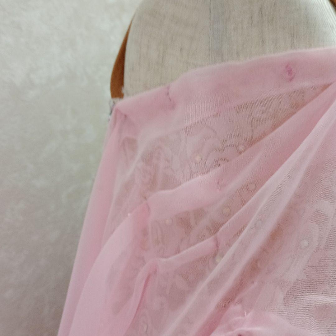 ピンク フリル付き社交ダンスドレス　L サイズ