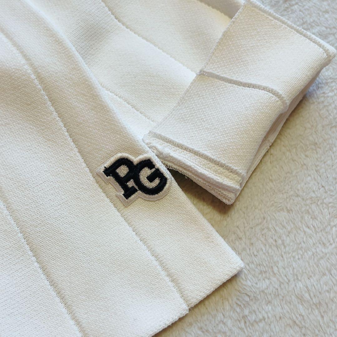 極美品　近年　パーリーゲイツ　ストライプ　ニット　セーター　白　麻