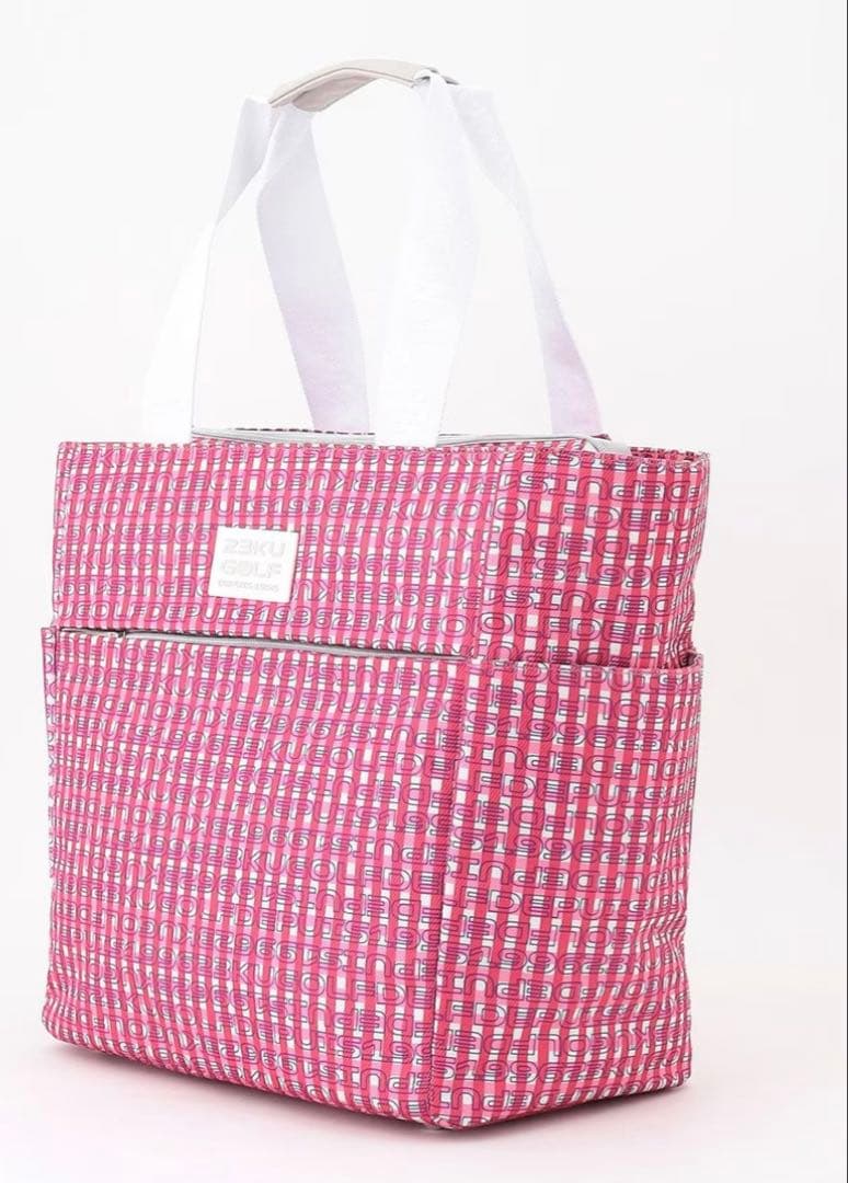 【新品タグ付】23区GOLF ピンク ロゴチェックバッグ