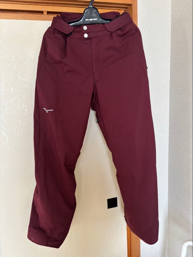 ミズノ バーガンディ スキーウェア上下