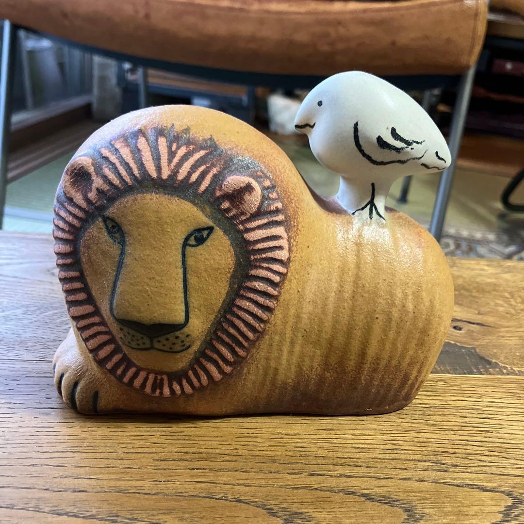 リサラーソン　置き物　ライオンと鳥