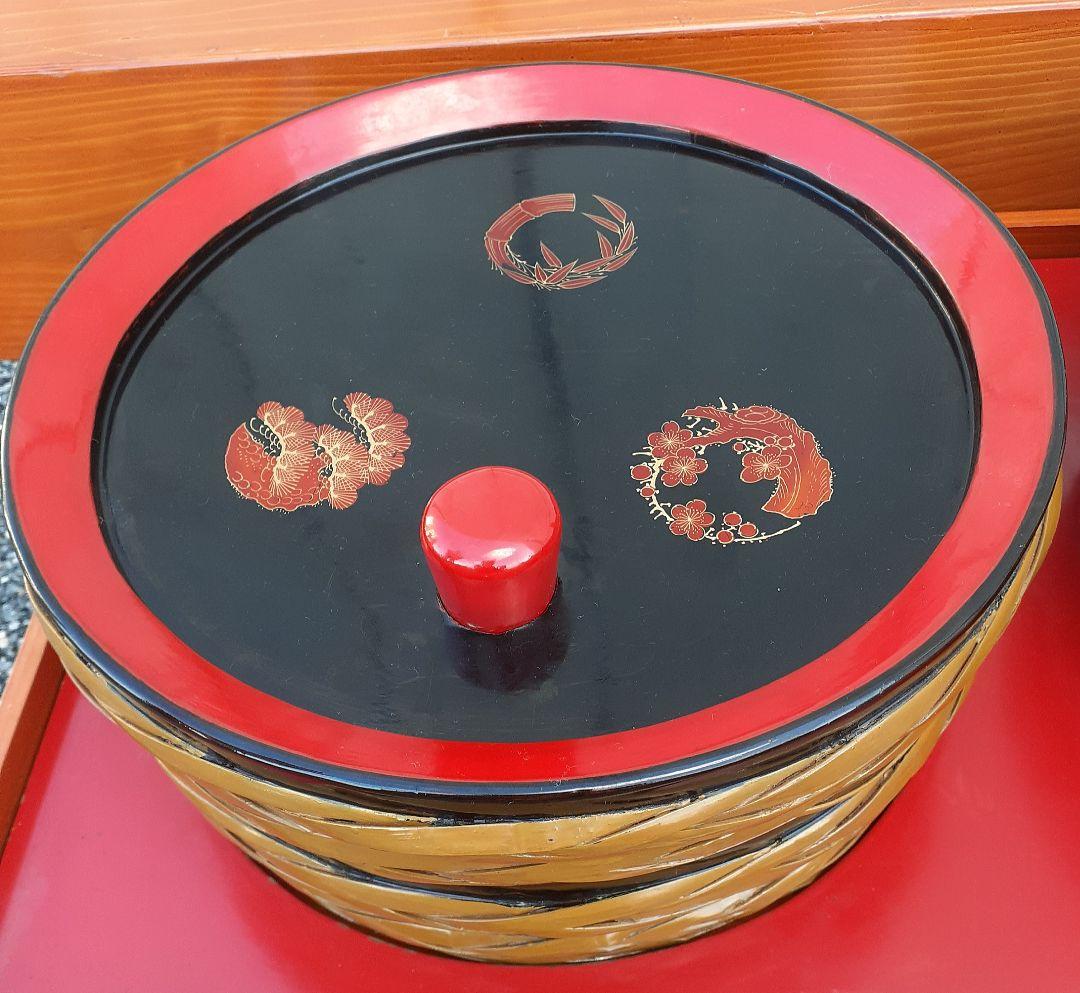 【時代古作品】大正時代～昭和　木製　時別仕様　本漆塗　松竹梅蒔絵　酒樽　樽