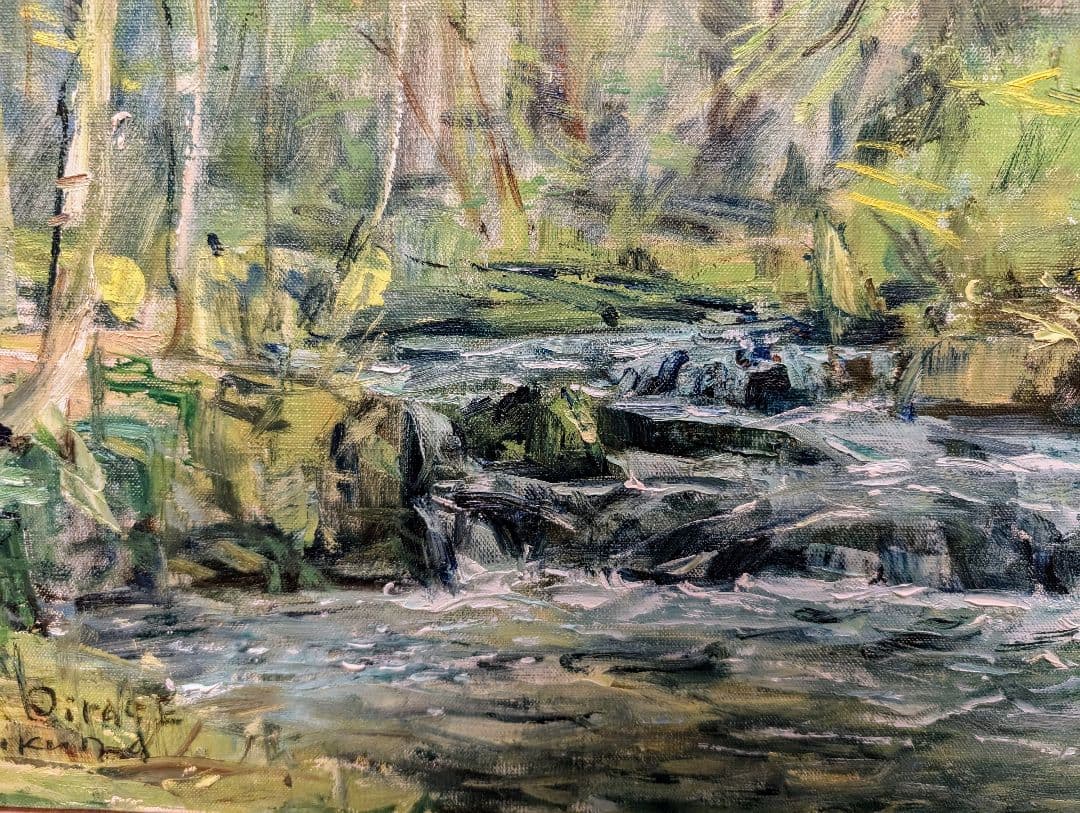 白日会　福田俊三　奥入瀬新緑　10号　優品油彩画 自然風景