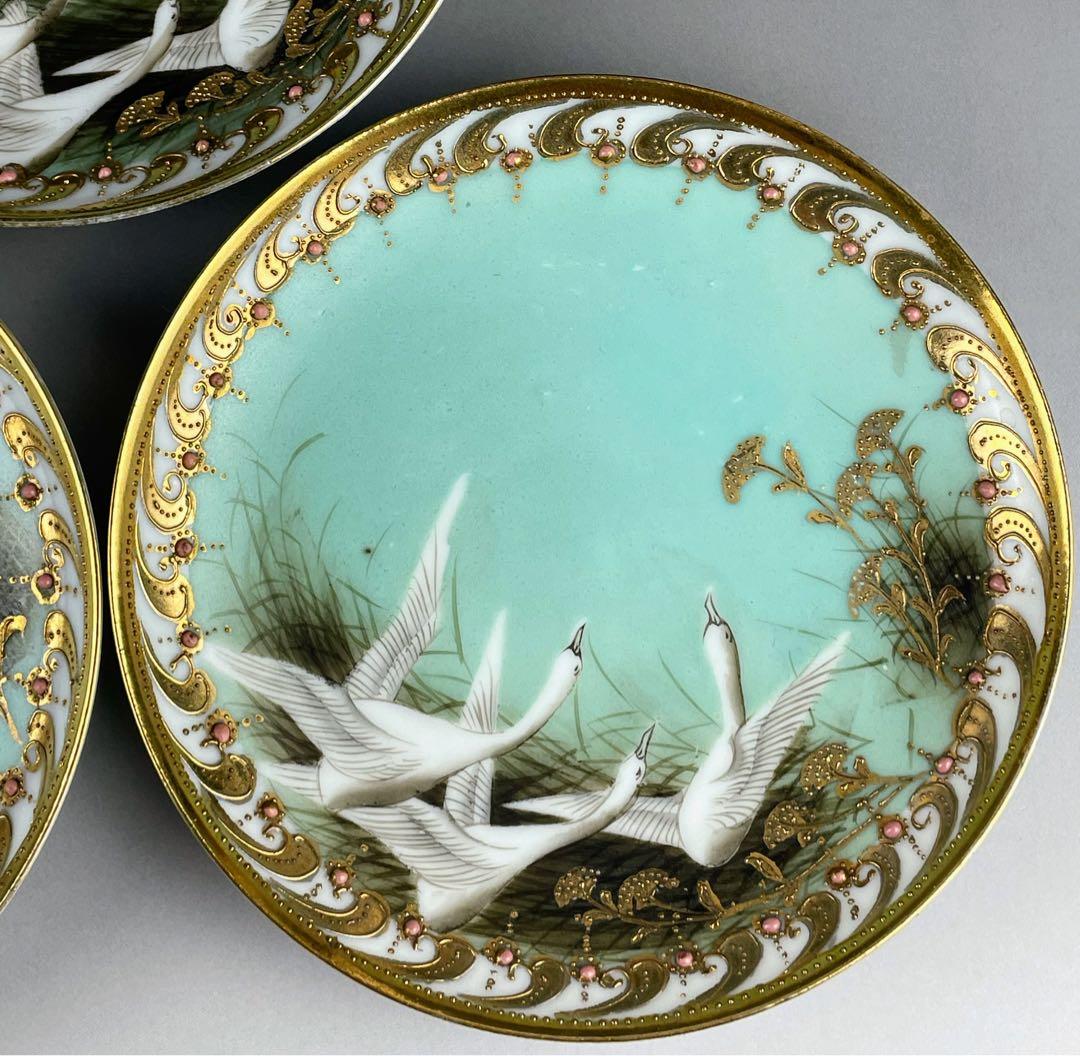 【専用】オールドノリタケ フライングスワン 脚付きティーカップ ソーサー ２客