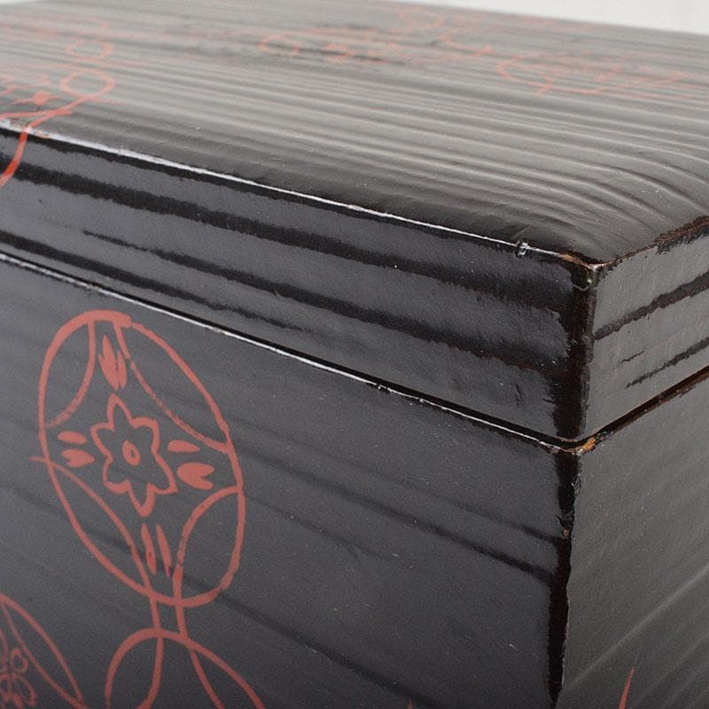 茶道具　黒漆　花蒔絵　桑茶箱　茶碗　棗など　六点一式　仕覆付　共箱　MR7276