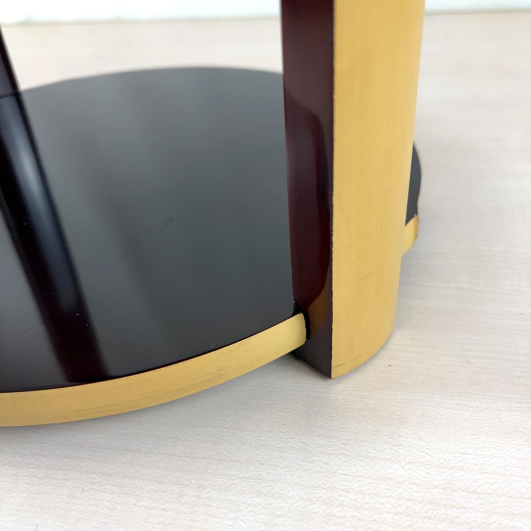 宗悦作 竹貼丸卓 溜塗 而妙奈好