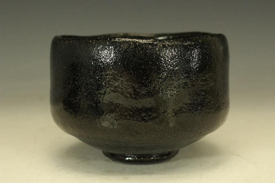 茶道具 黒楽茶碗 九行 在印(LC507)