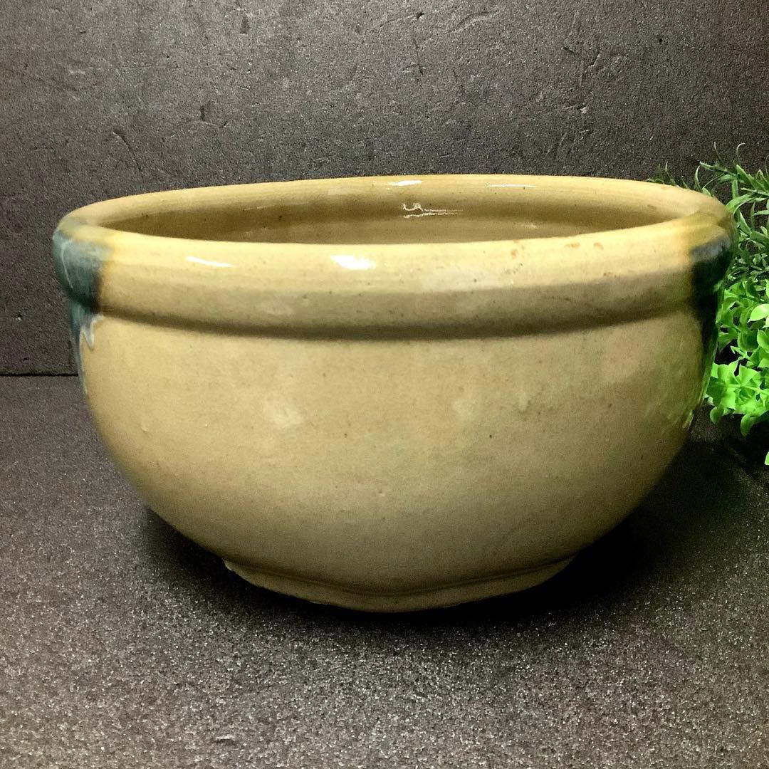 黄瀬戸　こね鉢・水鉢・花鉢・めだか鉢**昭和レトロ**