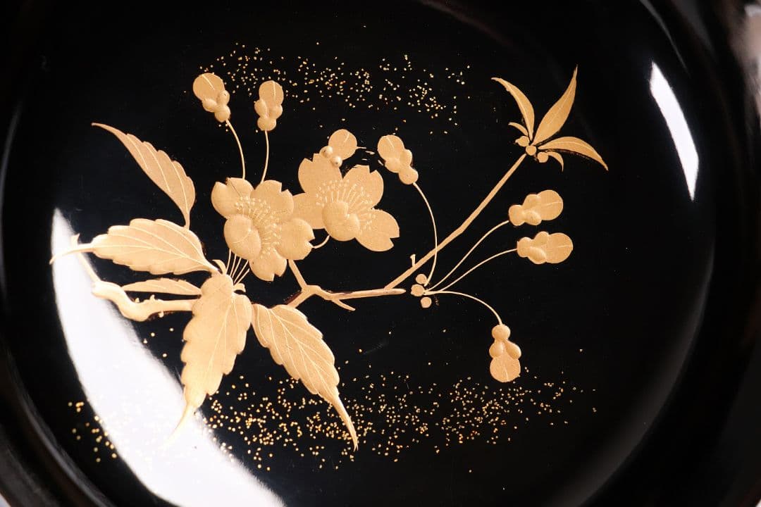 CL72 加賀蒔絵 貝合わせ蒔絵 黒塗椀 二客 蛤 桜 本金 梨地 木製漆器