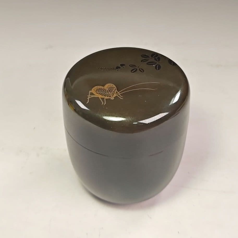 イ939 棗『中村宗尹』『鈴虫に萩蒔絵　中棗　共箱』茶道具