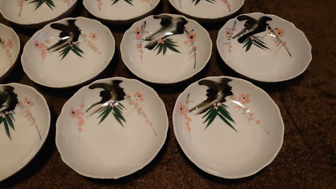 古伊万里　伊万里　なます皿　色絵　華の図 １０客