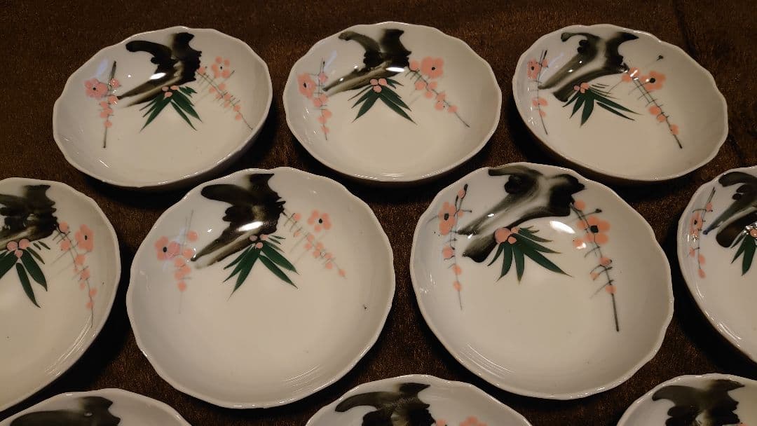 古伊万里　伊万里　なます皿　色絵　華の図 １０客