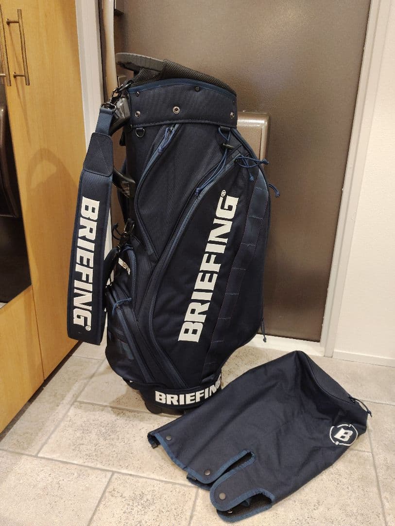 【超美品】BRIEFING キャディバッグ CR-5 #02 ネイビー、フード付