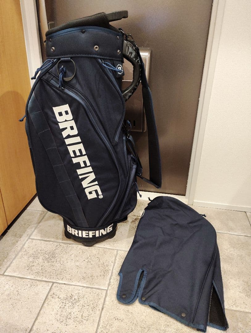 【超美品】BRIEFING キャディバッグ CR-5 #02 ネイビー、フード付
