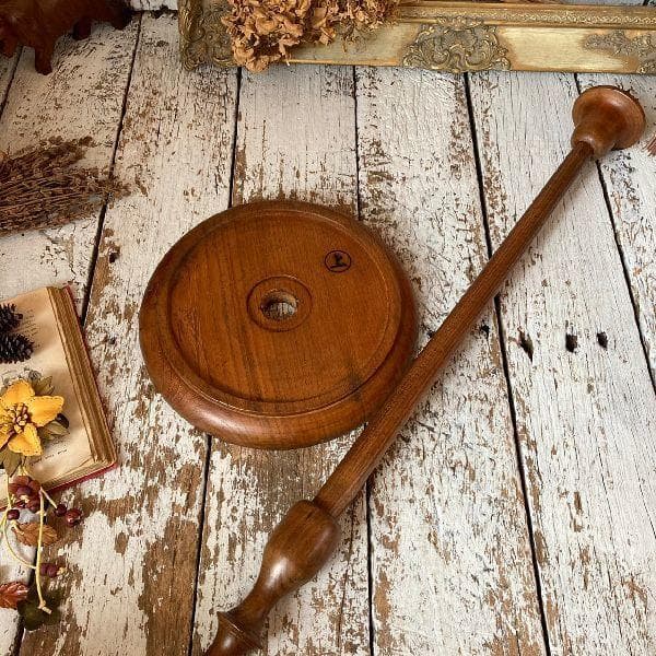 50s ヴィンテージ*古いウッド キャンドルスタンド*木製 無垢材 燭台*蝋燭台