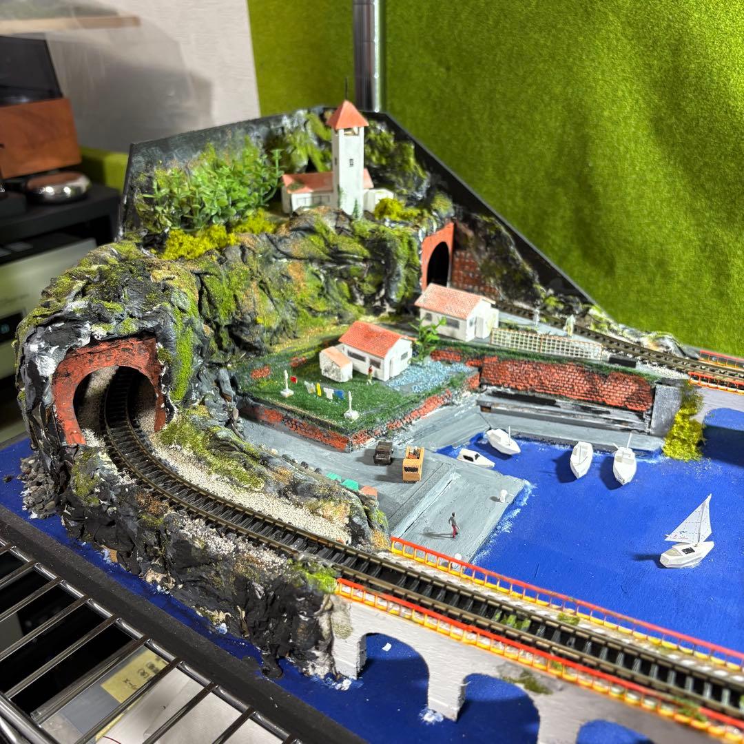 値下げ！　Nゲージ鉄道模型ジオラマ　港の風景