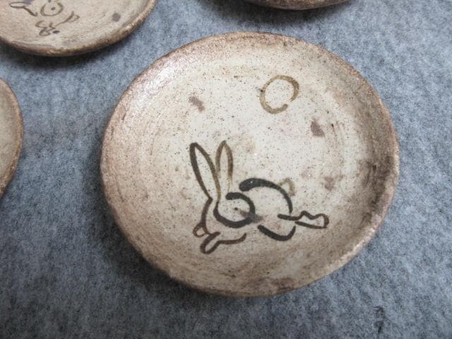 絵瀬戸鉄絵月にうさぎ図豆皿10枚 [B28016]