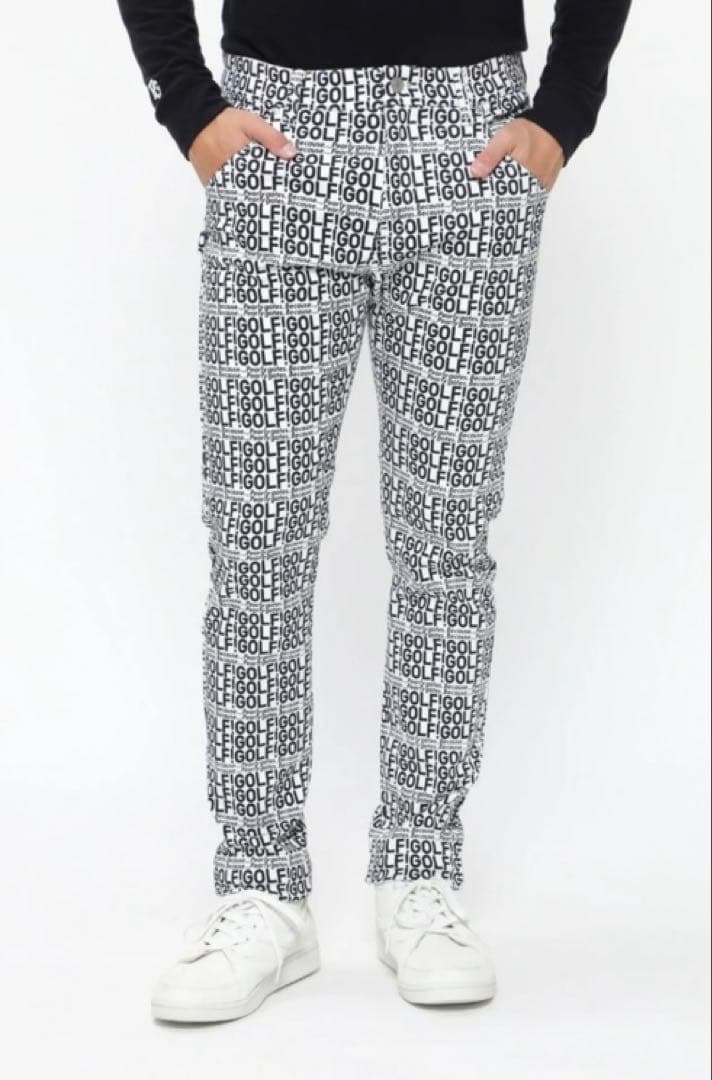 新品 パーリーゲイツ コットンストレッチカルゼ表ピーチ パンツ(4)サイズM/白