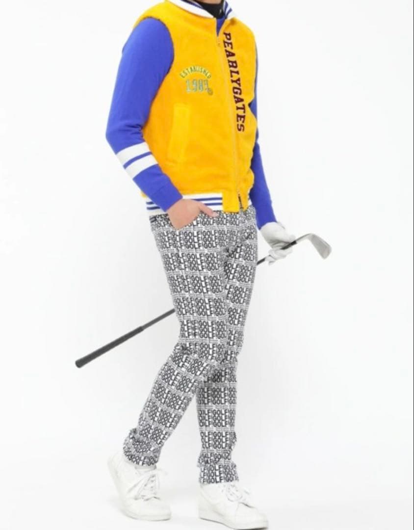 新品 パーリーゲイツ コットンストレッチカルゼ表ピーチ パンツ(4)サイズM/白