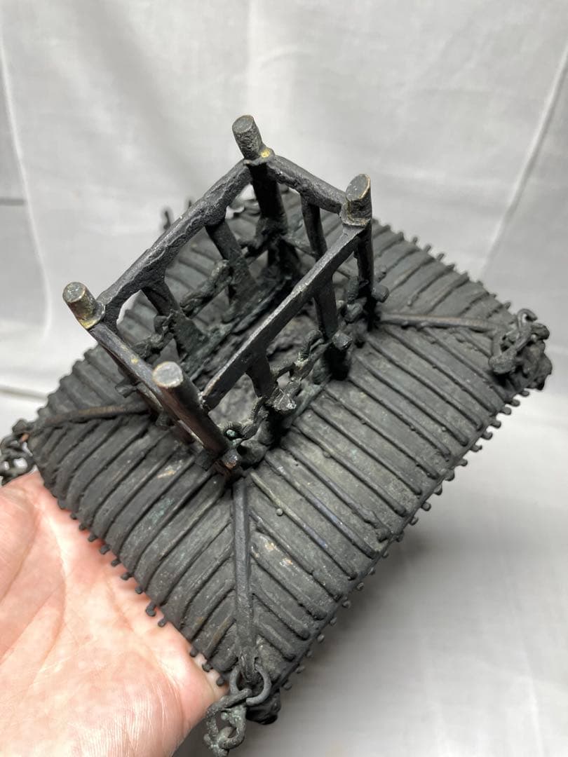 置物。古典樓閣。鑄銅。昭和初期。