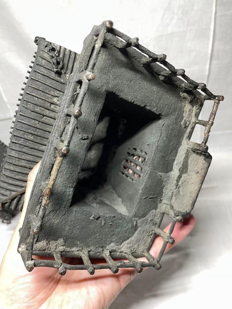 置物。古典樓閣。鑄銅。昭和初期。