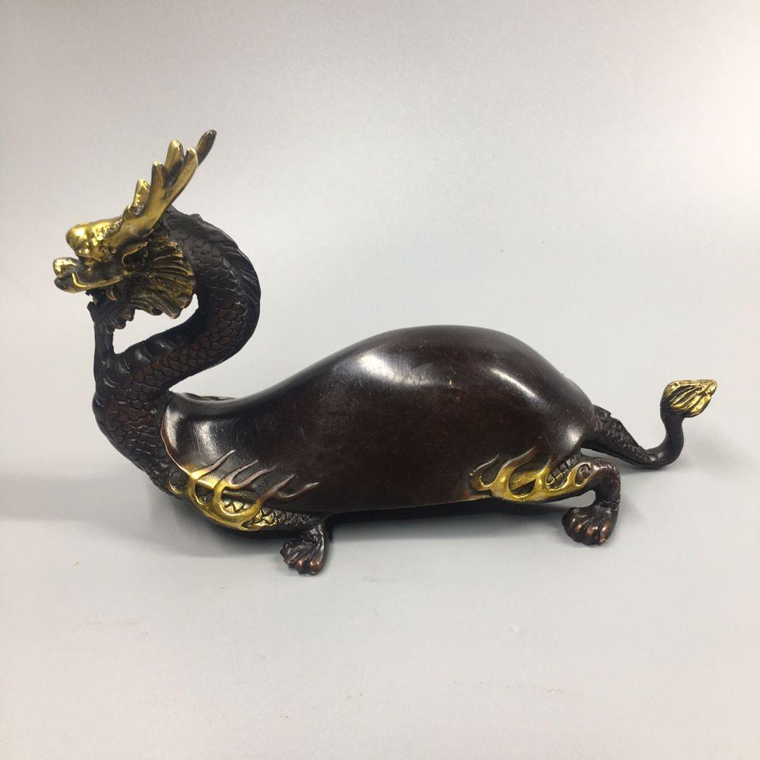 銅製 神獣竜亀 鎮宅 辟邪 開運 風水 招財 置物 工芸品