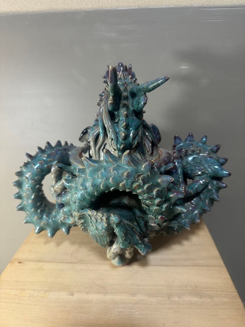 2470 上野焼 三代山岡徹山 香春徹山窯　龍型　香炉　時代物