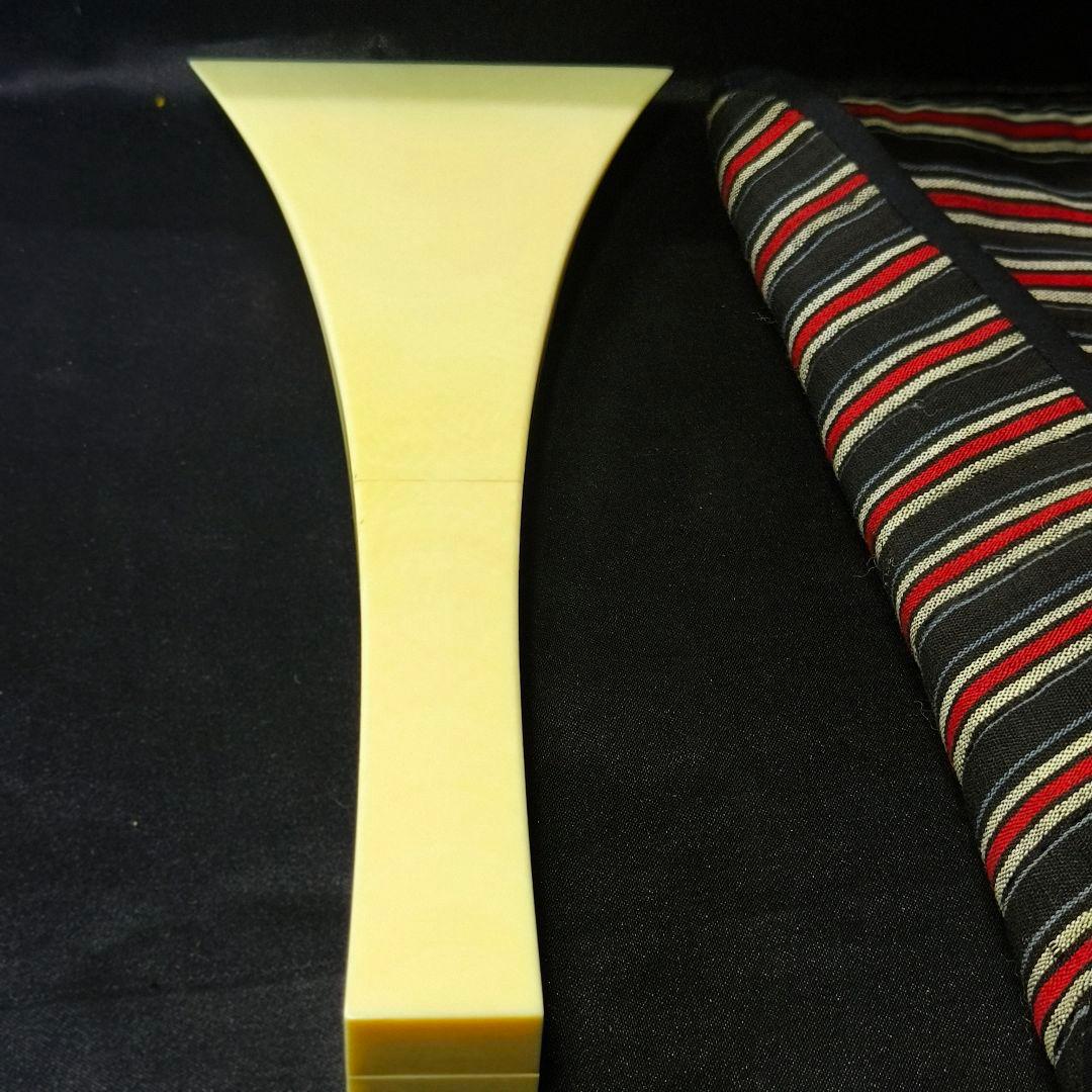 三味線 撥 バチ 天然材細工 縞模袋付 和楽器 旧家蔵出美品