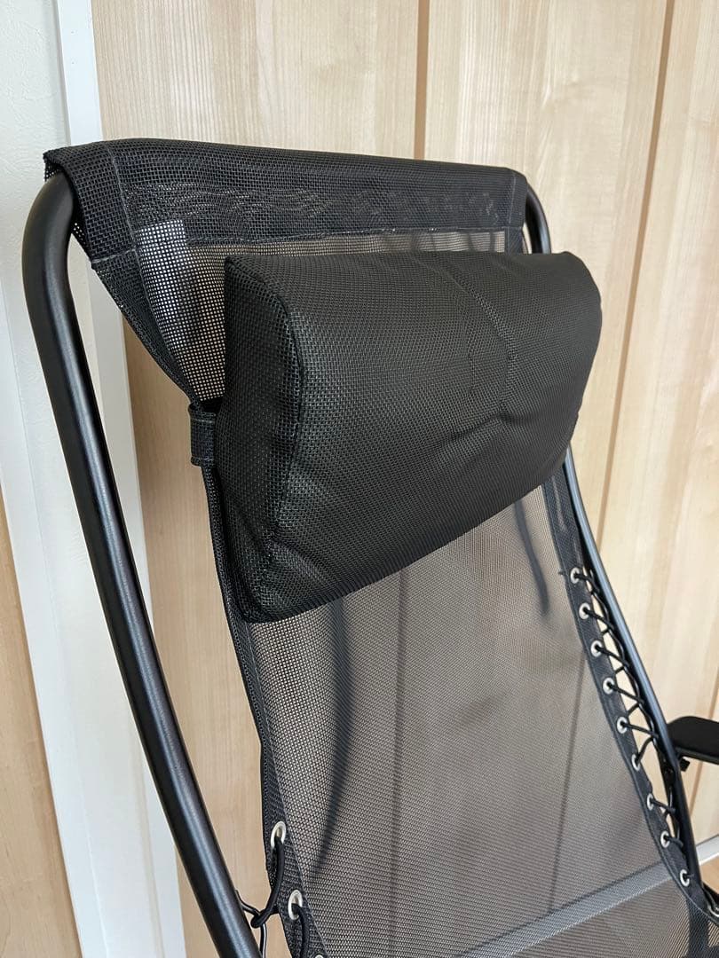 ラフマ　アウトドアチェア ブラック メッシュ　ドリンクホルダー付き