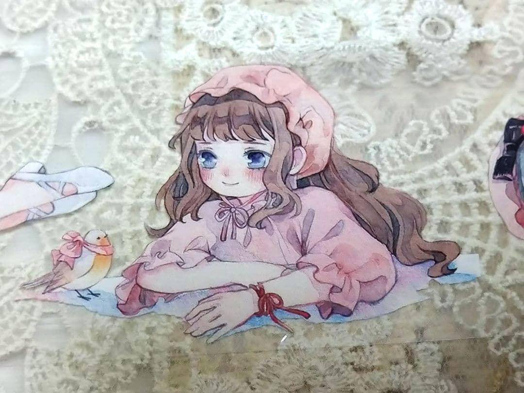 J244＃知更少女永不拖稿(PET)柚木社切り売り海外人物マステ女の子